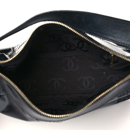 Chanel Patent Perforated Camelia Hobo Black 5 of 9