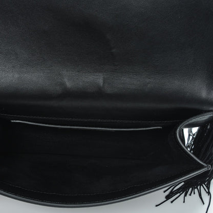 Saint Laurent Crochet Fringe Monogram Serpent Clutch Black 5 of 7