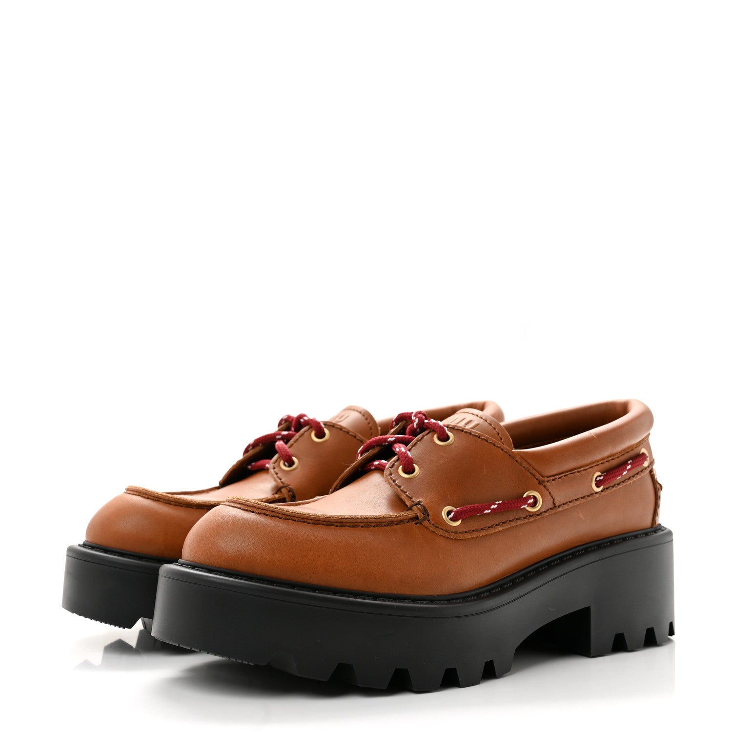 Miu Miu Vitello Platform Loafers 38.5 Cognac 4 of 10