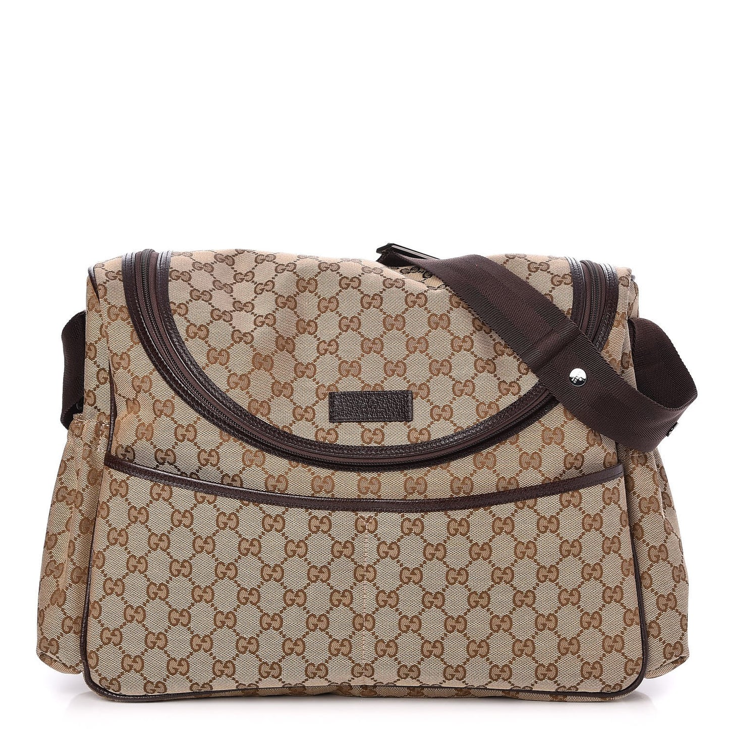 Monogram Natural Pigskin Large Diaper Bag Beige Ebony Cocoa Dark Chocolate