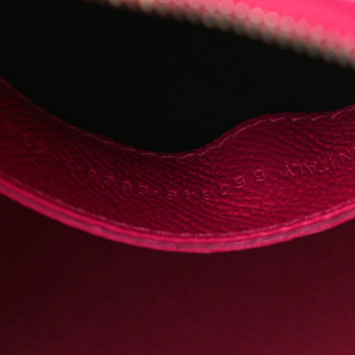 Signature Grained Calfskin Logo XXS Ville Top Handle Bag Fuchsia