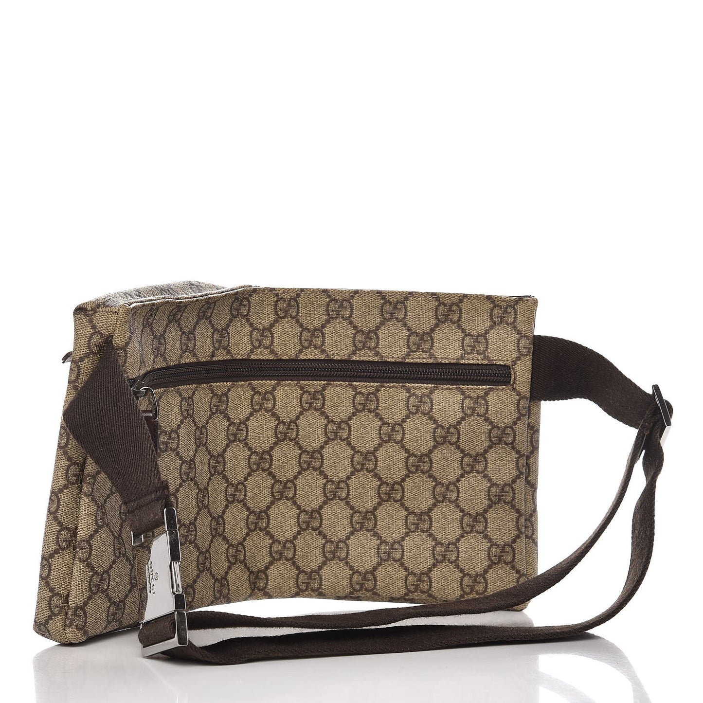 GG Plus Monogram Double Pocket Belt Bag Brown