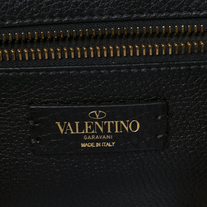 Valentino Garavani Raffia Calfskin Rockstud Tote Naturale Black 5 of 7