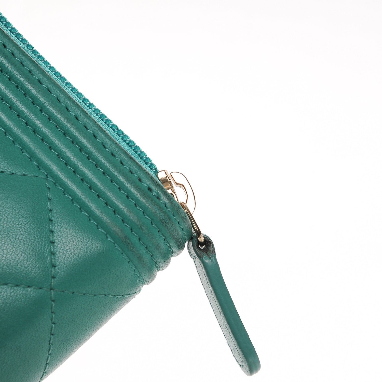 Chanel Lambskin Quilted Boy Zip Around Wallet Green 17 of 18