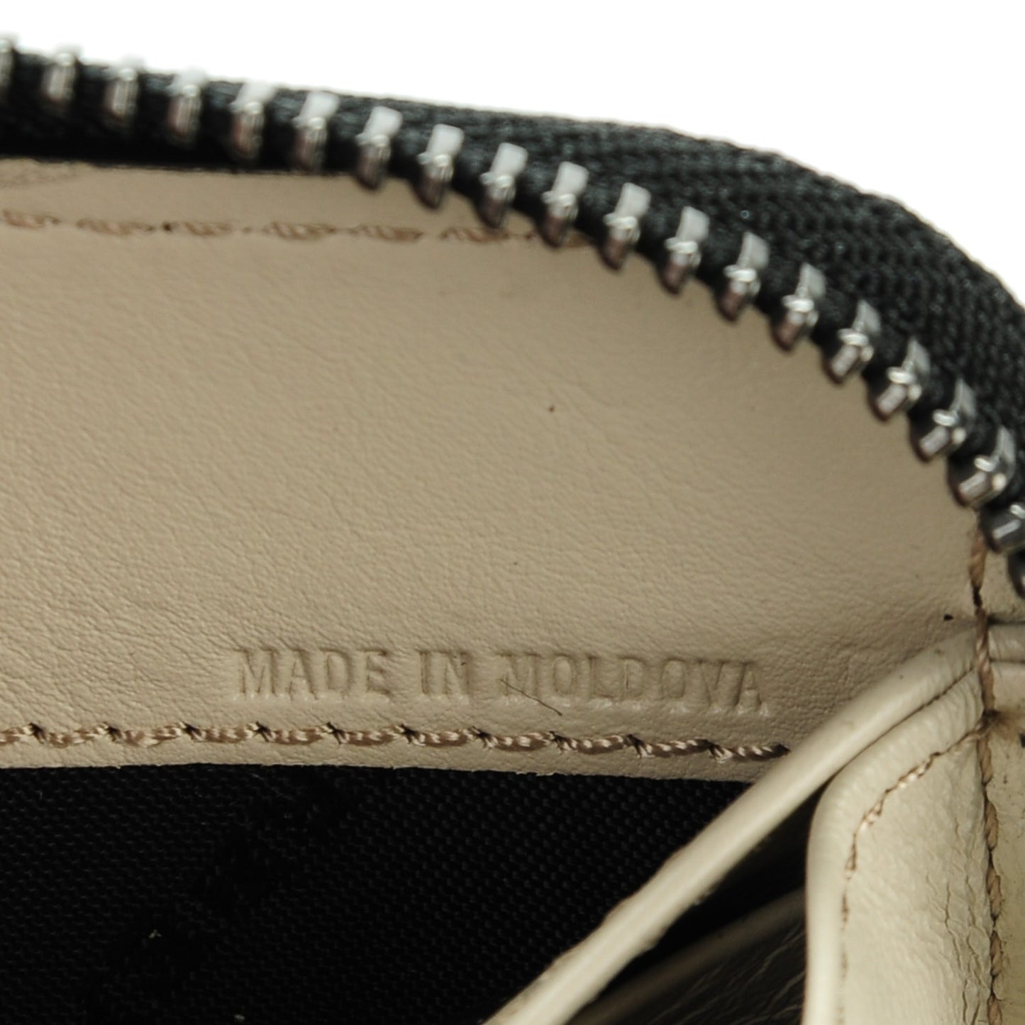 Check Calfskin Embossed Zip Around Wallet Pale Grey