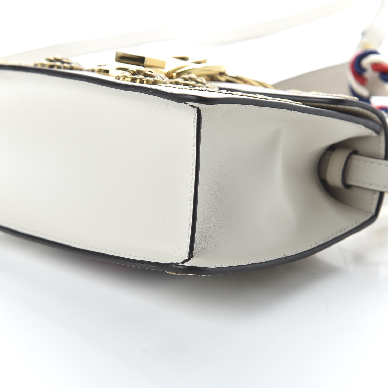 Gucci Calfskin Animal Studs Mini Sylvie Top Handle Bag White 7 of 10