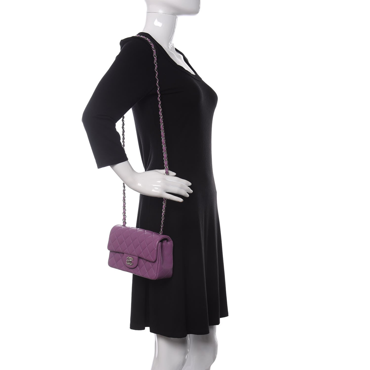 Chanel Lambskin Quilted Mini Rectangular Flap Purple 2 of 9