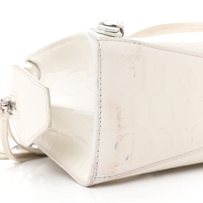 Balenciaga Semi Shiny Calfskin Crocodile Embossed Neo Classic Silver Hardware Mini City White 8 of 22