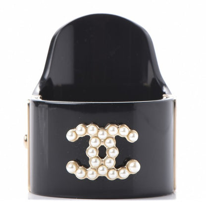 Chanel Resin Pearl CC Cuff Black 1 of 5