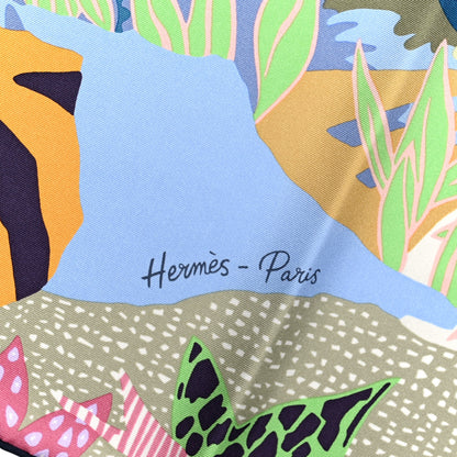 Hermes Silk En Liberte Scarf 90 Aubergine Vert Multicolore 3 of 5