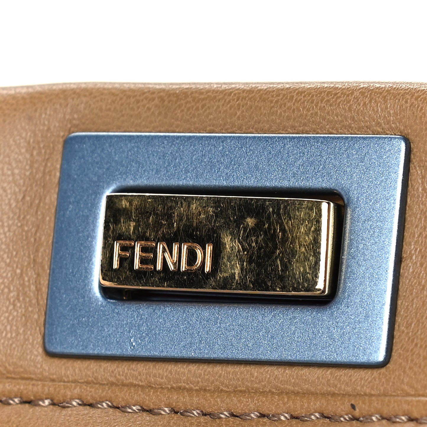 Nappa Colorblock Mini Peekaboo Iconic Satchel Cuoio Ceruleo Fiamma