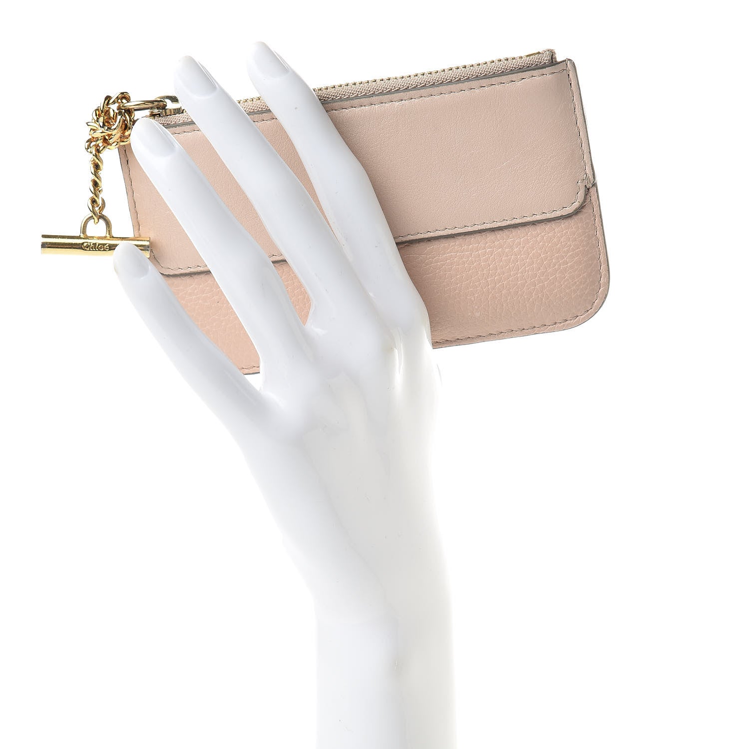 Chloe Grained Calfskin Drew Card Holder Cement Pink 2 of 8
