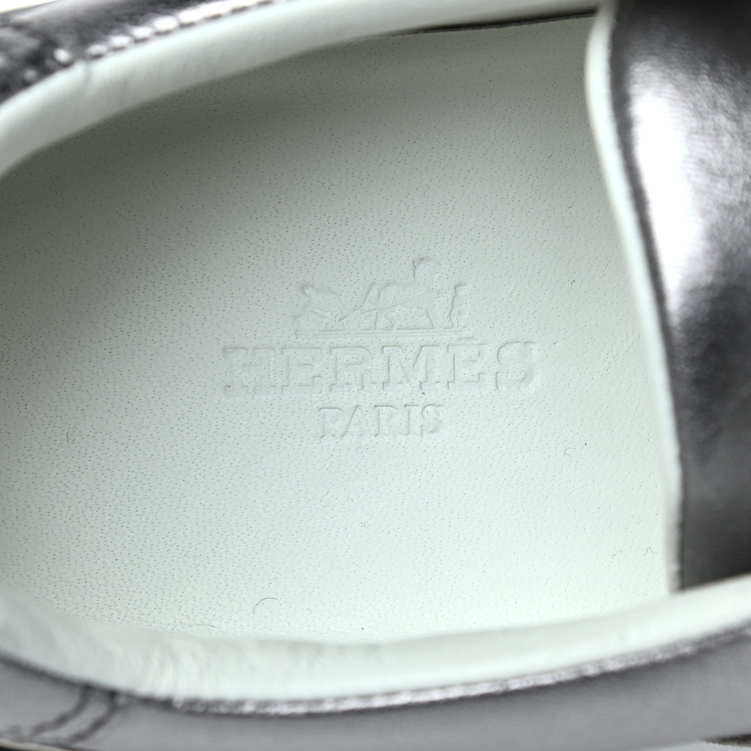 Hermes Metallic Nappa Womens Trail Sneakers 38 Gris Argente 8 of 12