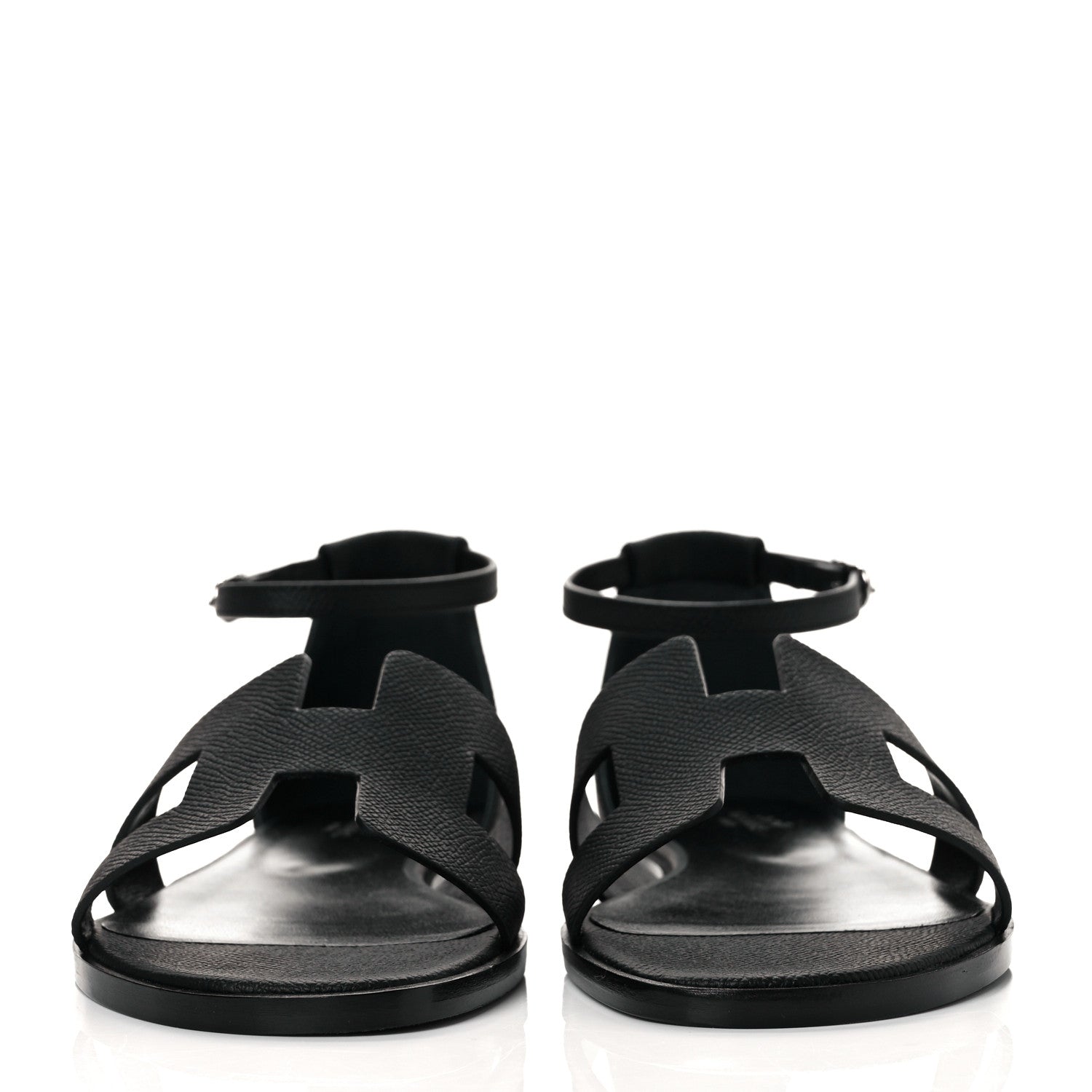 Hermes Epsom Santorini Sandals 37.5 Black 2 of 9