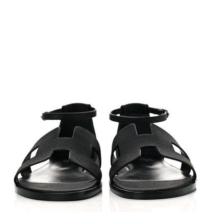 Hermes Epsom Santorini Sandals 37.5 Black 2 of 9