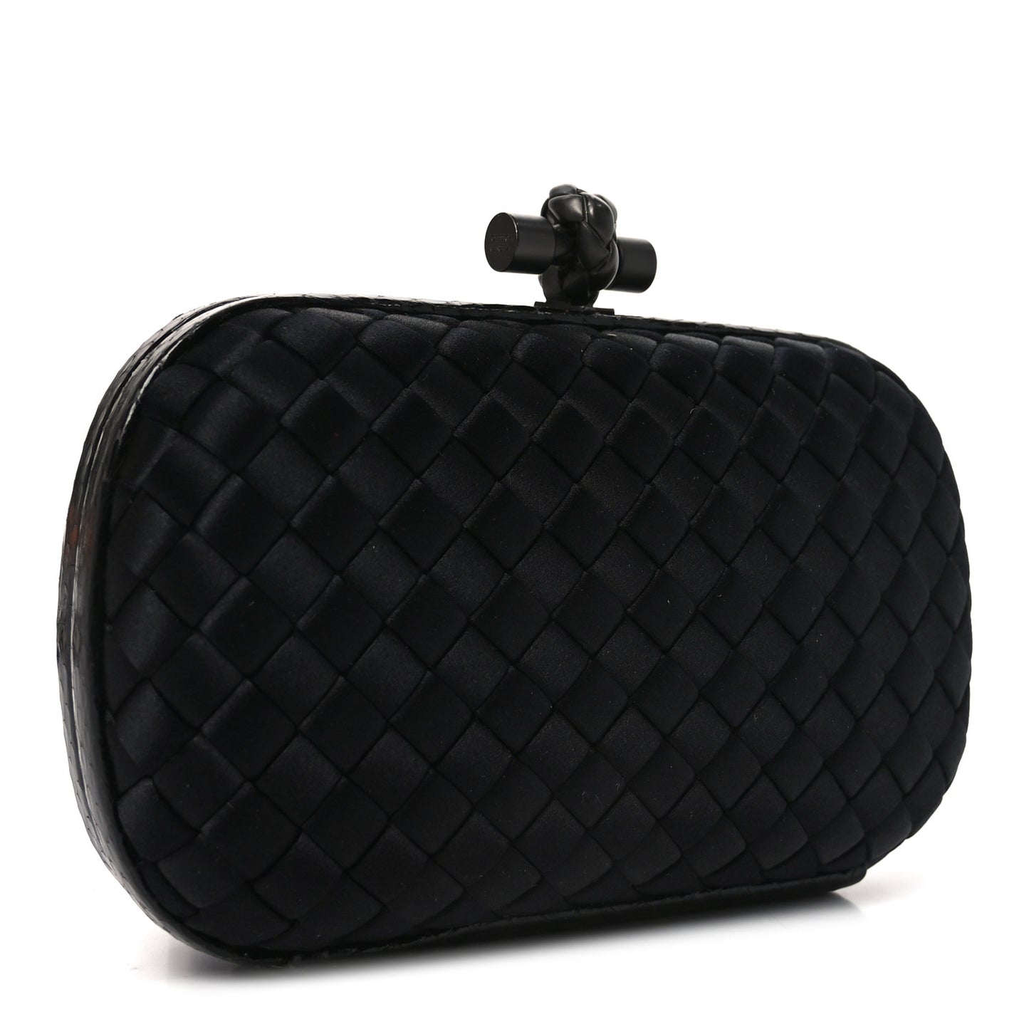 Satin Intreccio Impero Ayers Knot Clutch Black