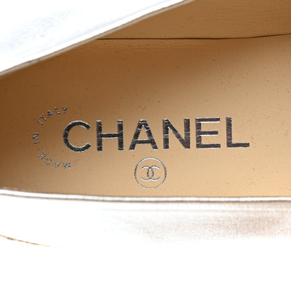 Chanel Crumpled Lambskin CC Mocassin Loafer Espadrilles 40.5 Silver 8 of 10
