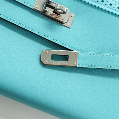 Hermes Swift Ghillies Kelly Longue Wallet Bleu Atoll 8 of 11