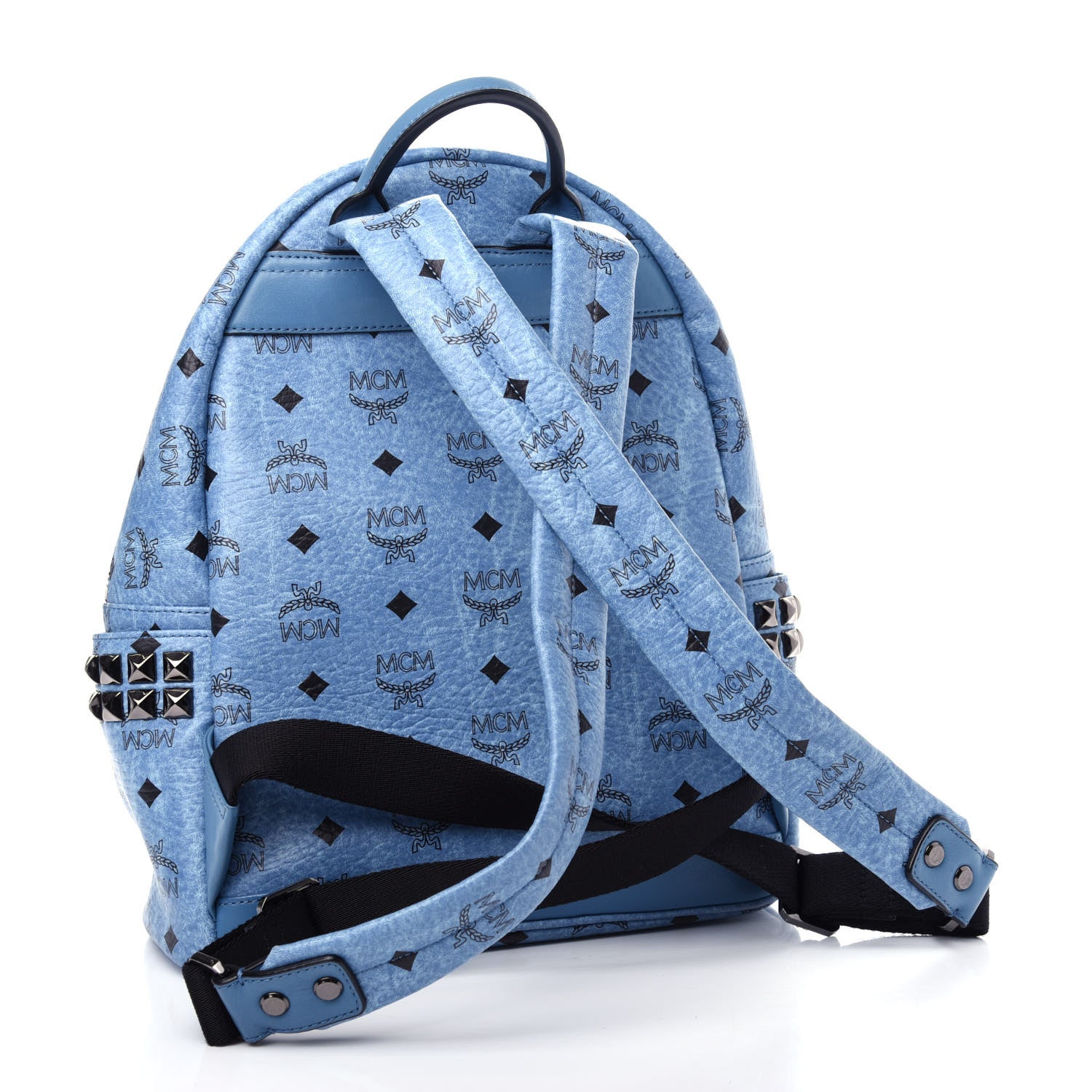 MCM Visetos Side Stud Mini Stark Backpack Blue 3 of 10