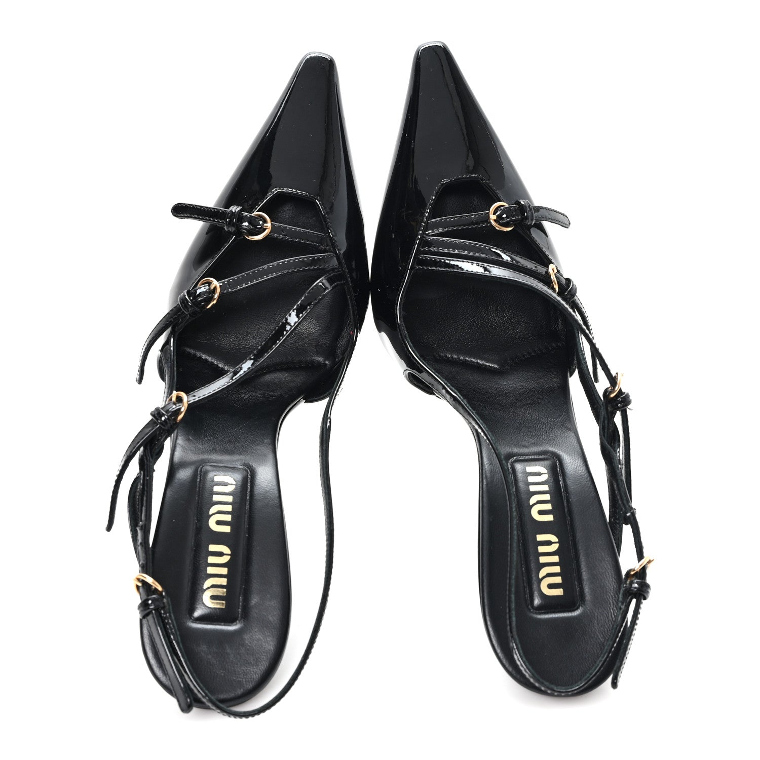 Miu Miu Vernice Buckle Slingback Pumps 38 Black 2 of 8
