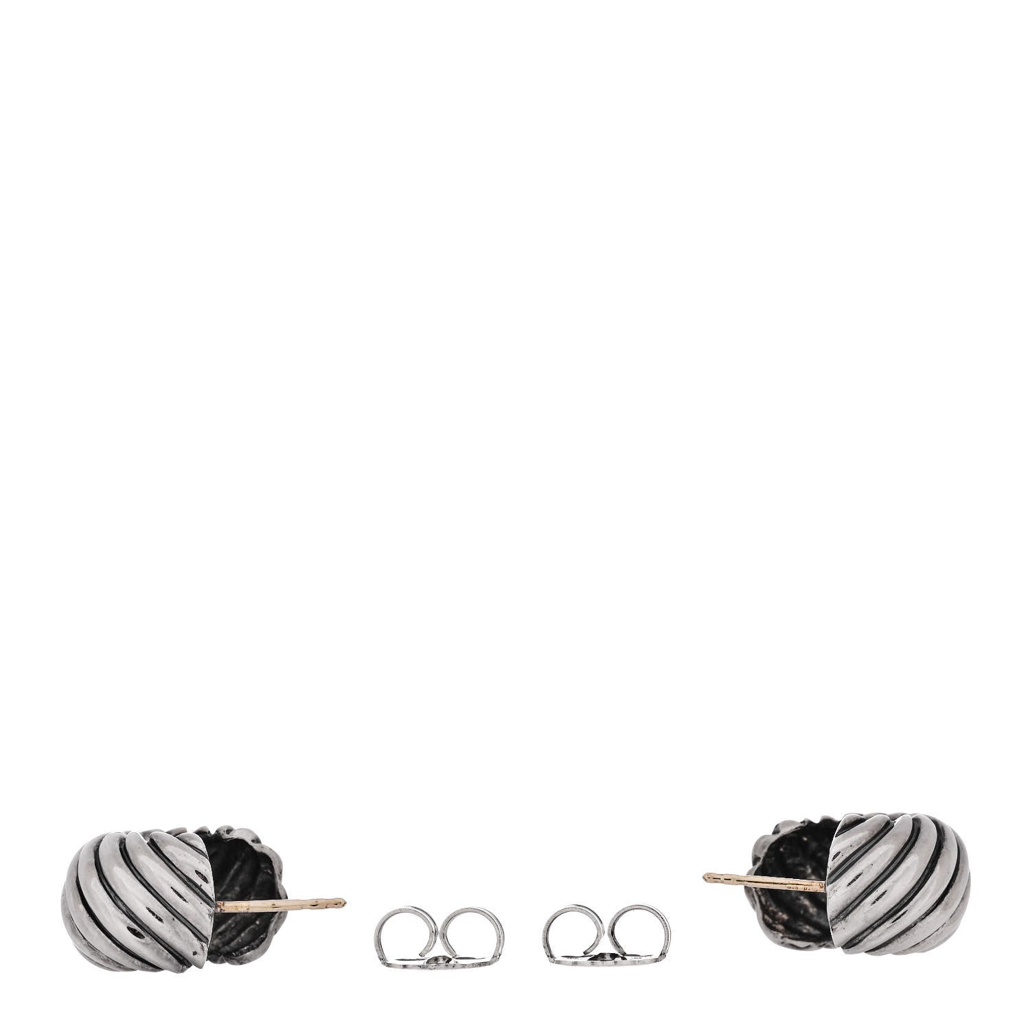 David Yurman Sterling Silver 11mm Sculpted Cable Shrimp Earrings 3 of 6