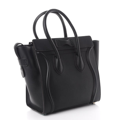 Celine Drummed Calfskin Micro Luggage Black 3 of 9