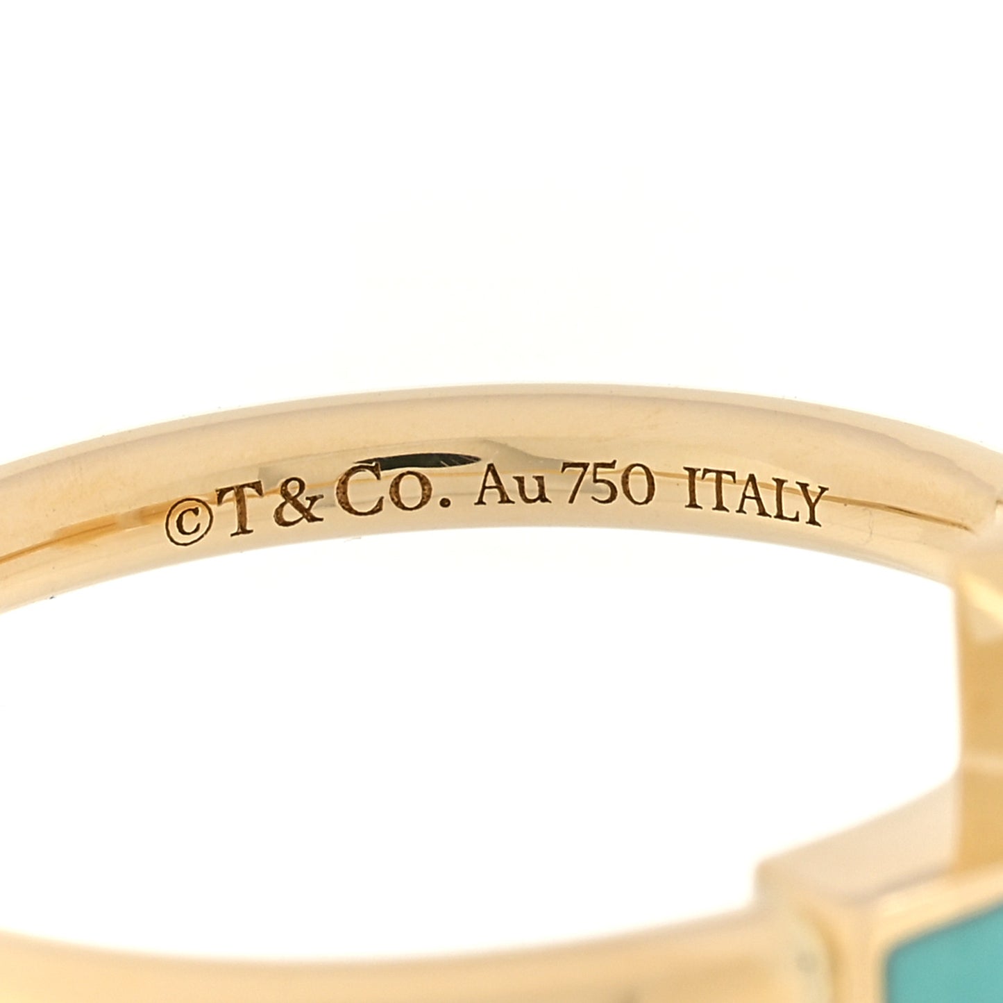 18K Yellow Gold Turquoise T Square Ring 54 6.75