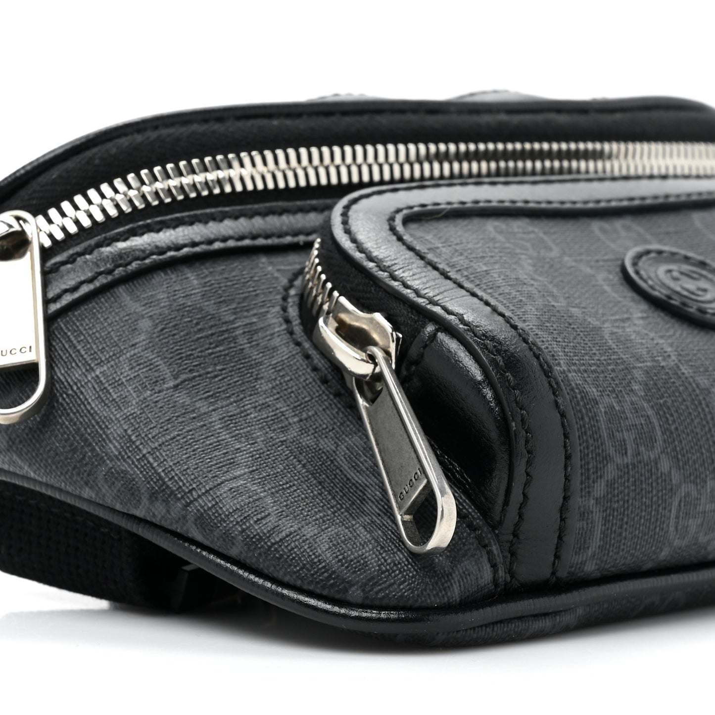 GG Supreme Monogram Textured Calfskin Retro Interlocking G Belt Bag Black
