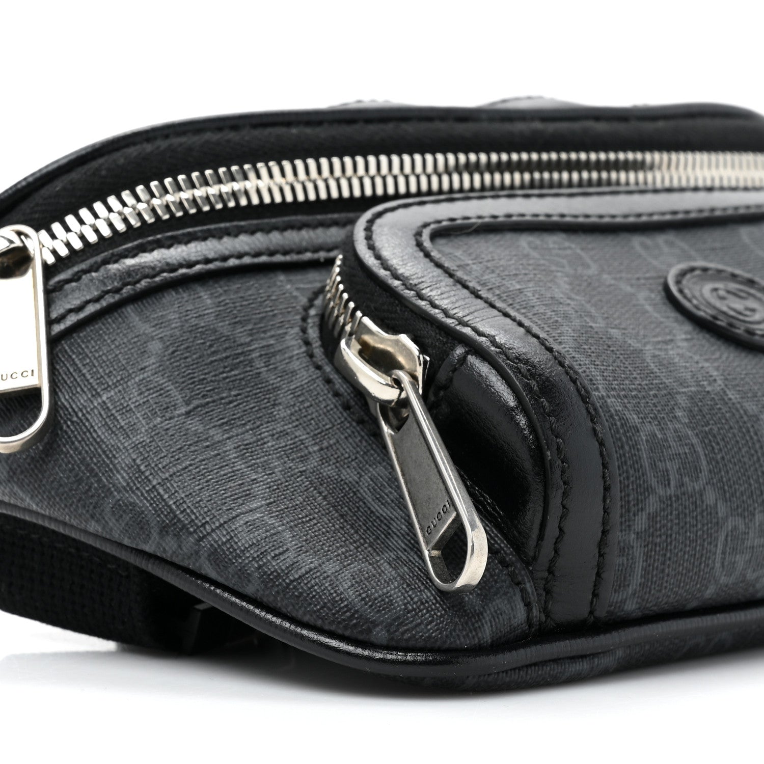 Gucci GG Supreme Monogram Textured Calfskin Retro Interlocking G Belt Bag Black 10 of 10