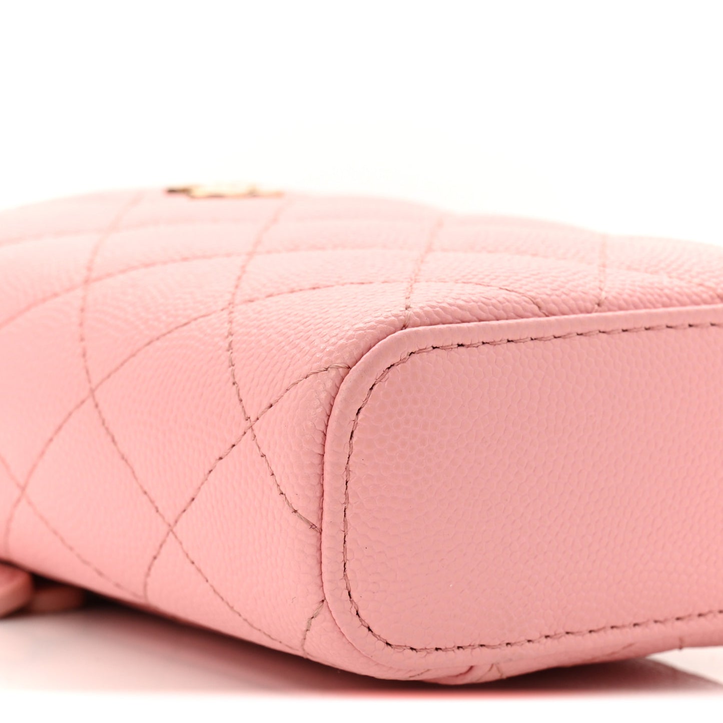 Caviar Quilted Small Vertical Coco Beauty Vanity Case With Chain Light Pink