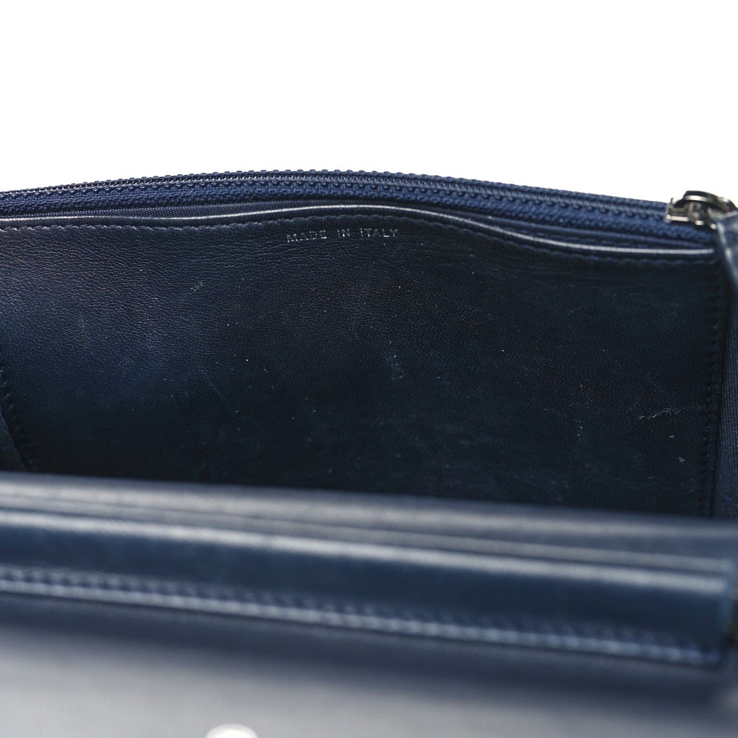 Lambskin Quilted Boy Wallet On Chain WOC Navy Blue