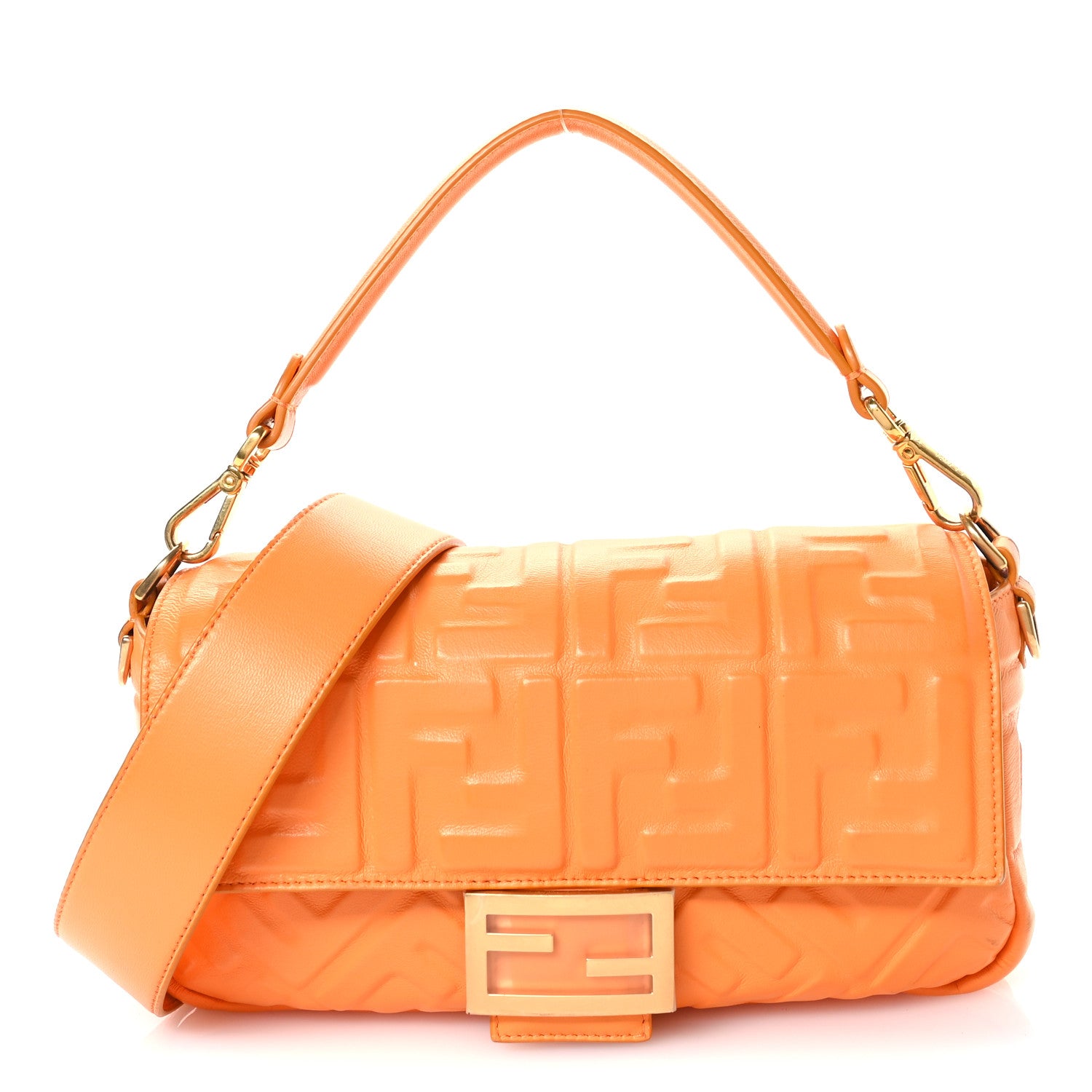 Fendi Nappa FF 1974 Embossed Baguette Clementine 1 of 15