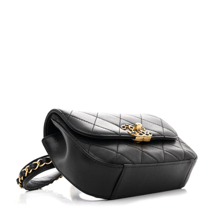 Chanel Lambskin Quilted Chain Infinity Waist Belt Bag Black 4 of 10