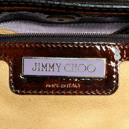 Jimmy Choo Liquid Patent Leather and Suede Mahala Cognac 3 of 9