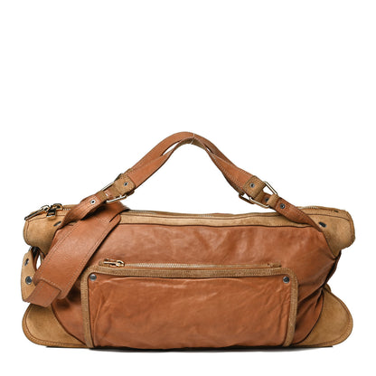 Celine Calfskin Suede Satchel Brown 1 of 18