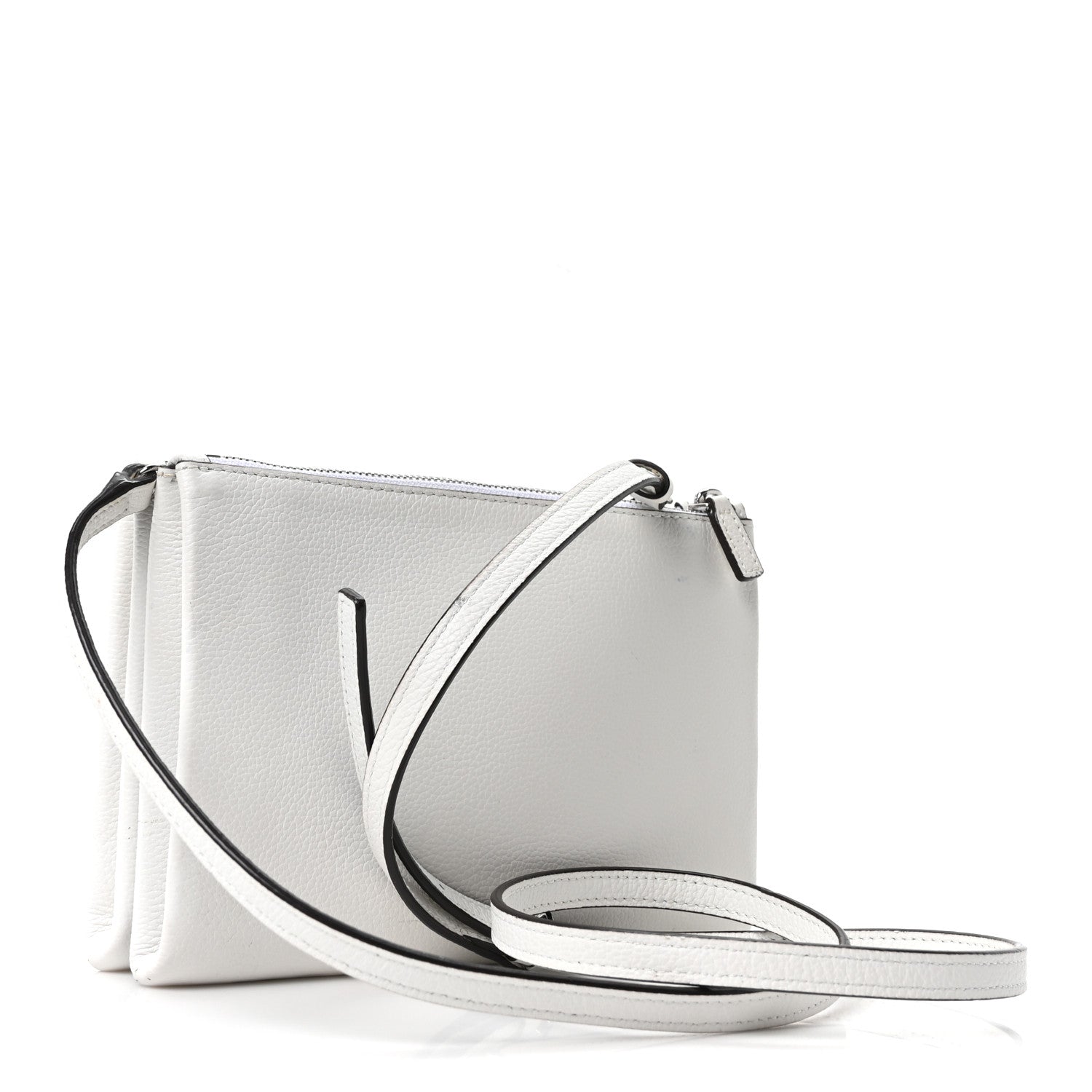 MCM Grained Calfskin Milla Double Crossbody Bag White 1849069