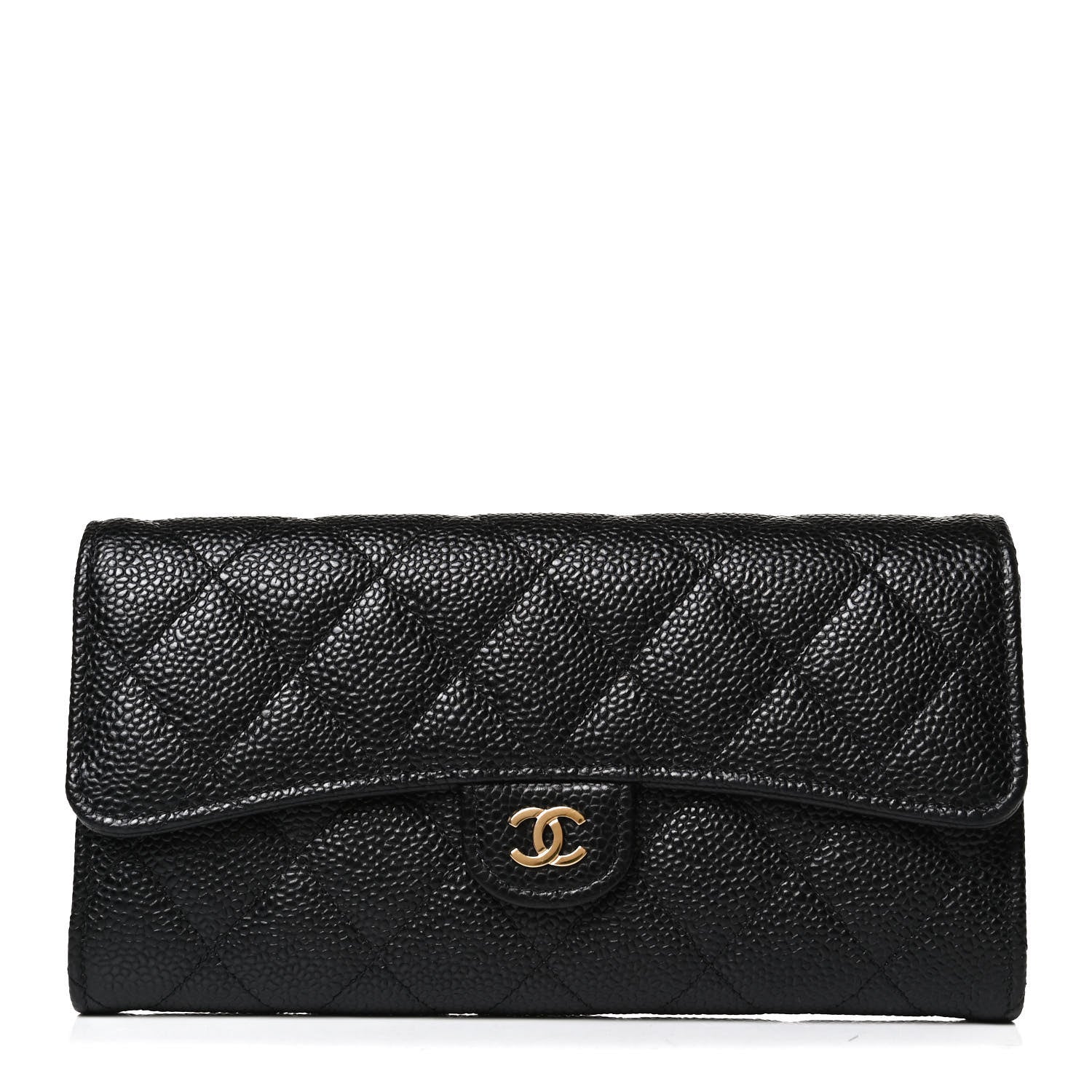 Chanel Caviar Quilted Large Gusset Flap Wallet Black 1 of 22