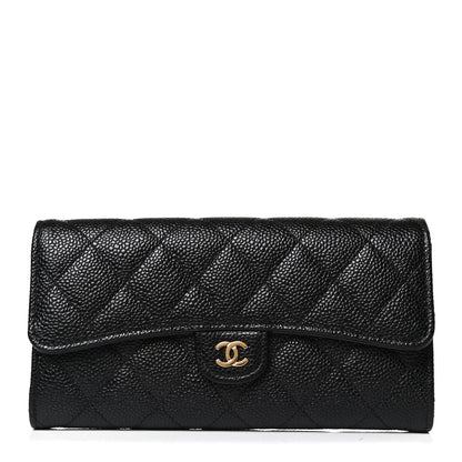 Chanel Caviar Quilted Large Gusset Flap Wallet Black 1 of 22