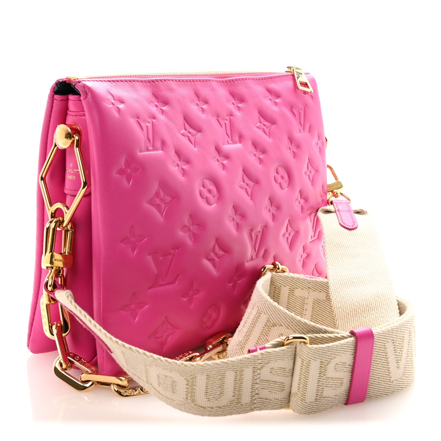 Louis Vuitton Lambskin Embossed Monogram Coussin PM Rose Miami 3 of 9