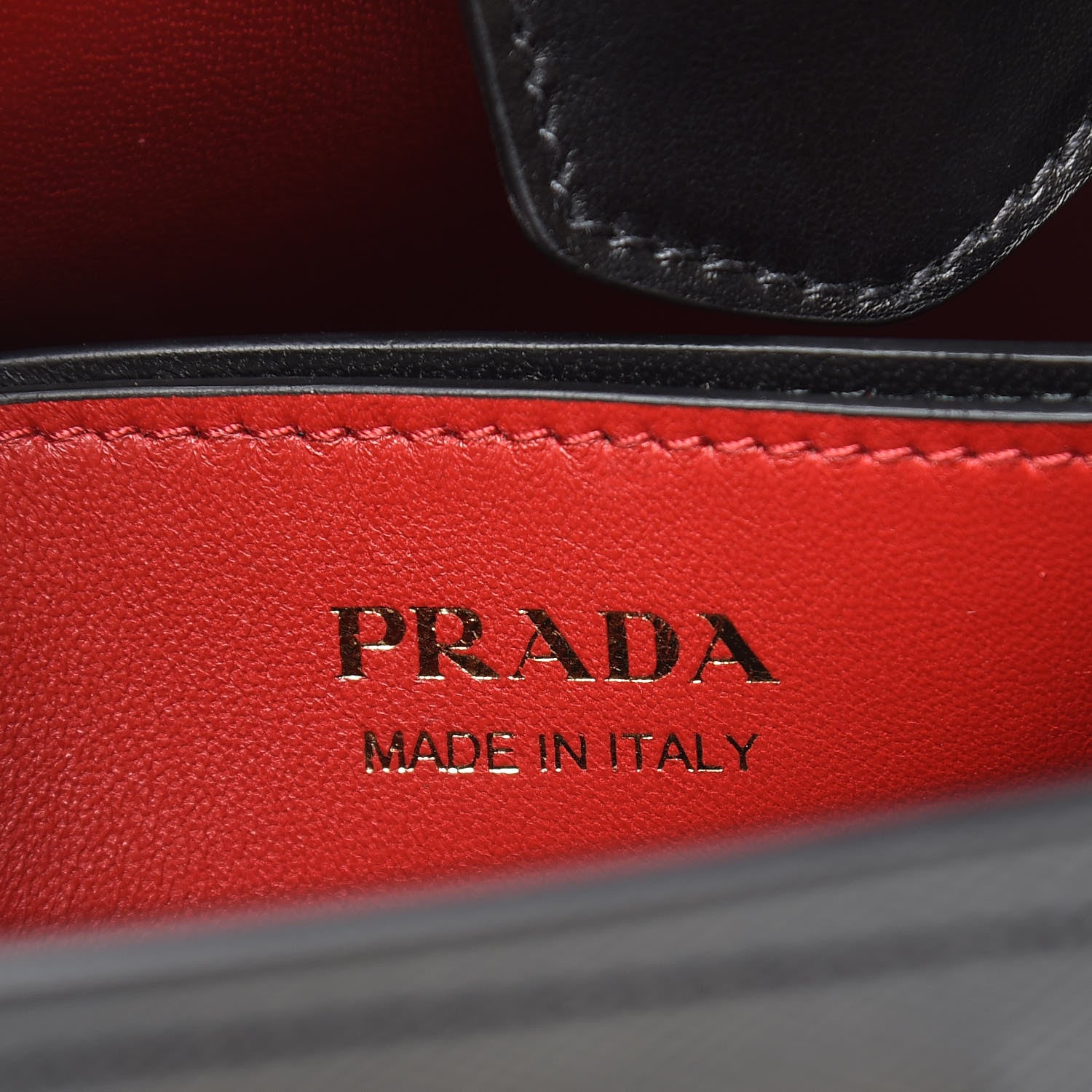 Prada Saffiano Cuir Medium Panier Bucket Bag Black Fuoco 6 of 9