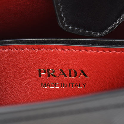Prada Saffiano Cuir Medium Panier Bucket Bag Black Fuoco 6 of 9