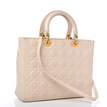 Christian Dior Lambskin Cannage Large Lady Dior Light Beige 3 of 10