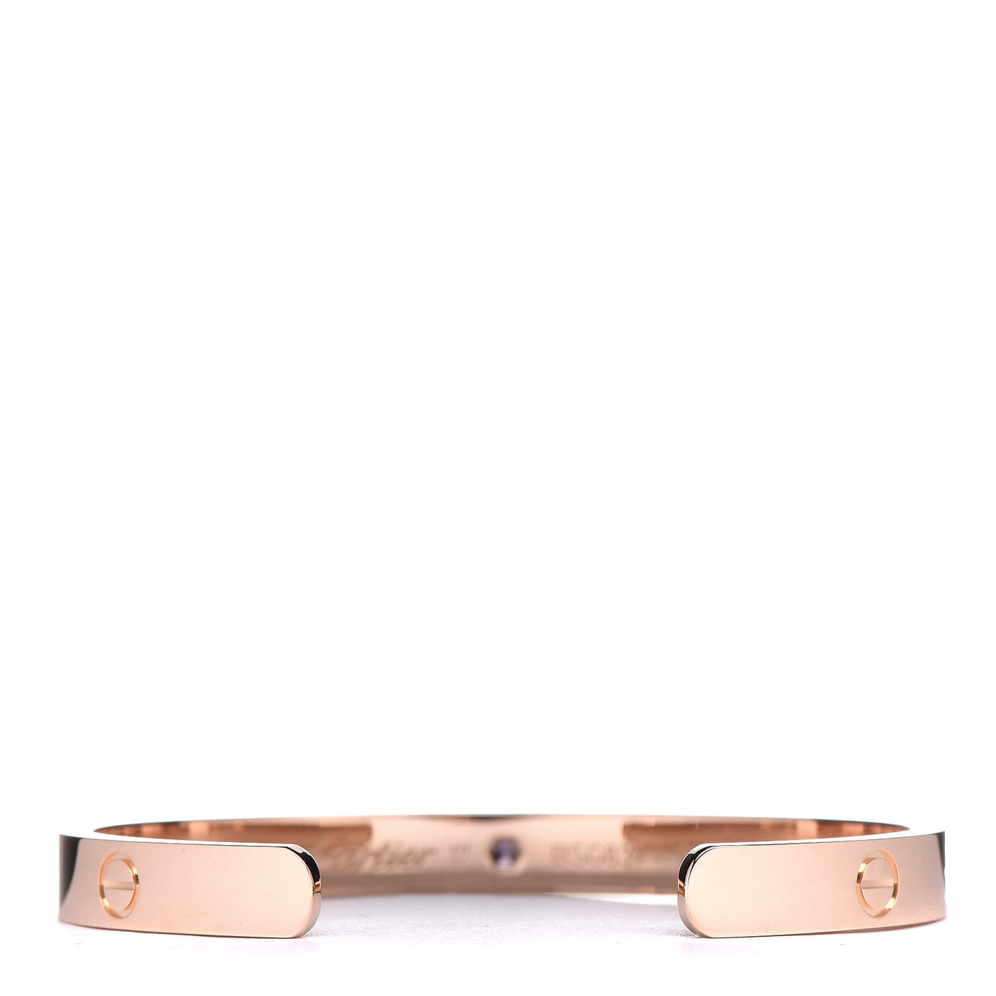 18K Pink Gold Pink Sapphire LOVE Cuff Bracelet 17