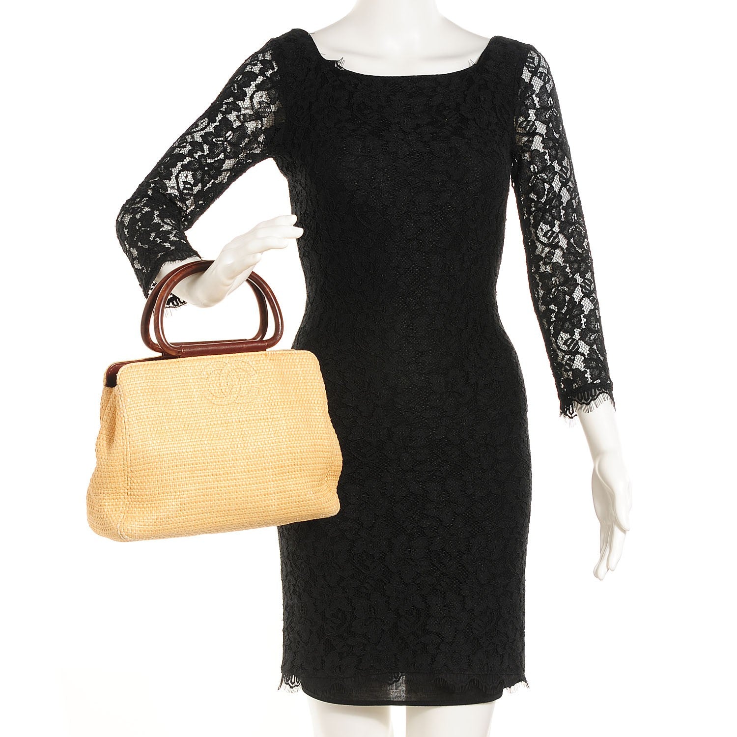 Chanel Woven Straw Raffia Wooden Handles Bag 2 of 7