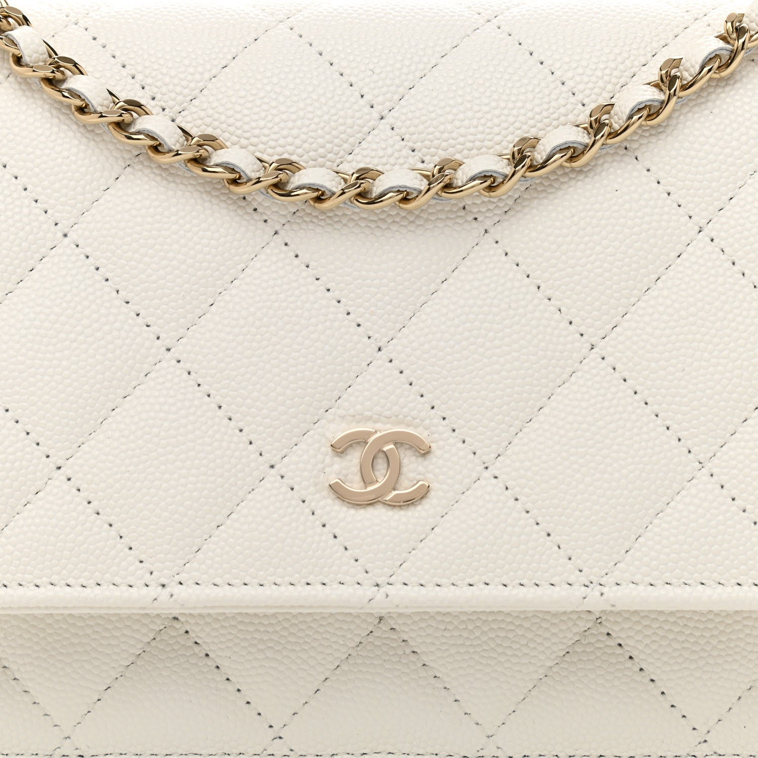 Chanel Caviar Quilted Wallet On Chain WOC White 9 of 12