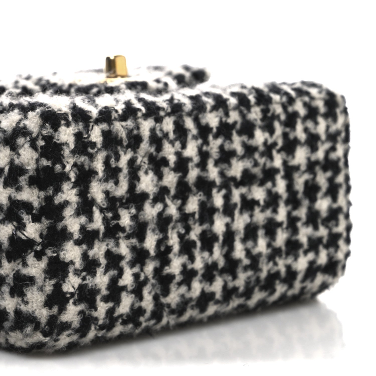 Chanel Tweed Houndstooth Quilted Mini Square Flap White Black 9 of 10