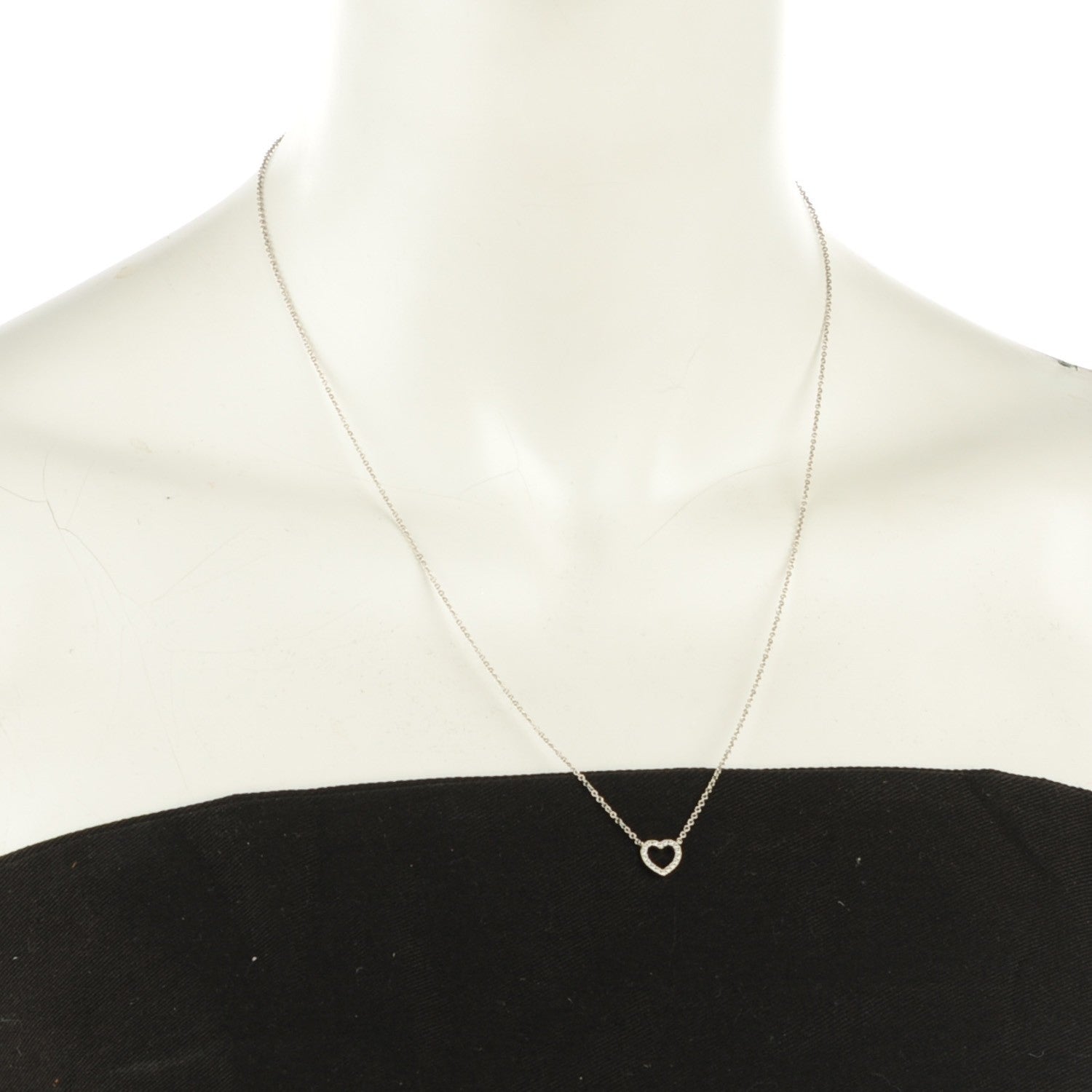 Tiffany 18K White Gold Diamond Metro Heart Pendant Necklace 2 of 4