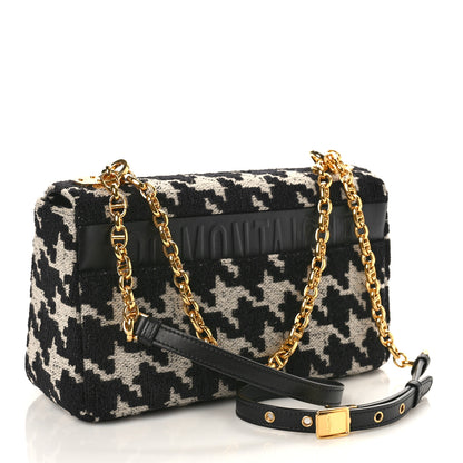 Christian Dior Technical Canvas Macro Houndstooth Medium Caro Bag Black White 3 of 9