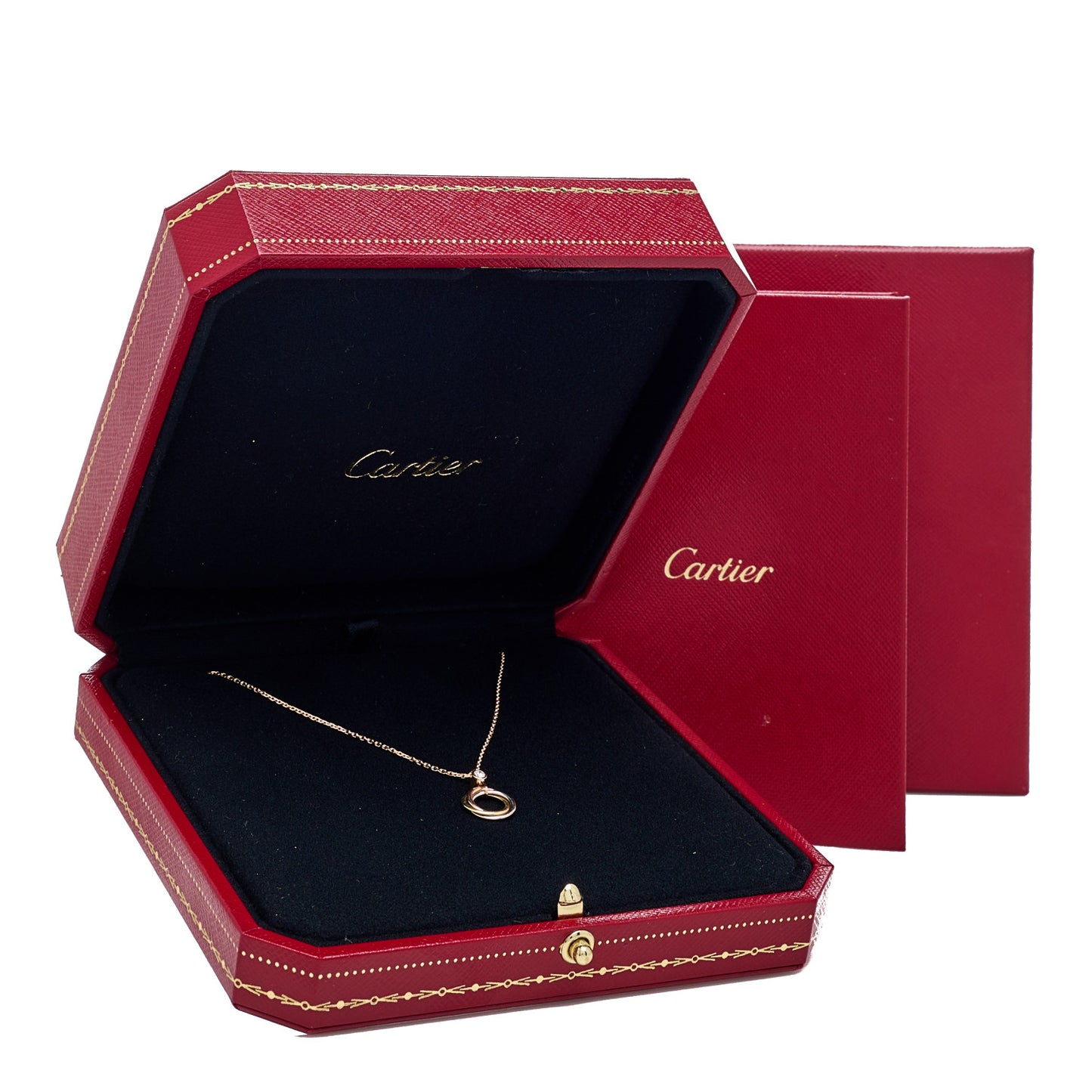 18K Pink Yellow White Gold Diamond Trinity Pendant Necklace