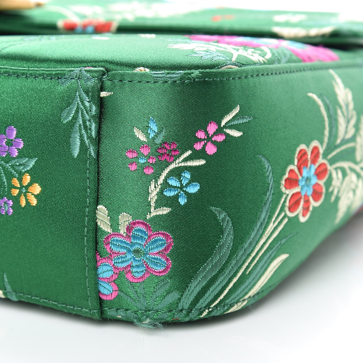 Gucci Jacquard Matelasse Floral Medium GG Marmont Shoulder Bag Green 9 of 15